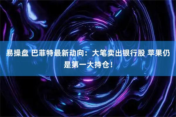 易操盘 巴菲特最新动向：大笔卖出银行股 苹果仍是第一大持仓！